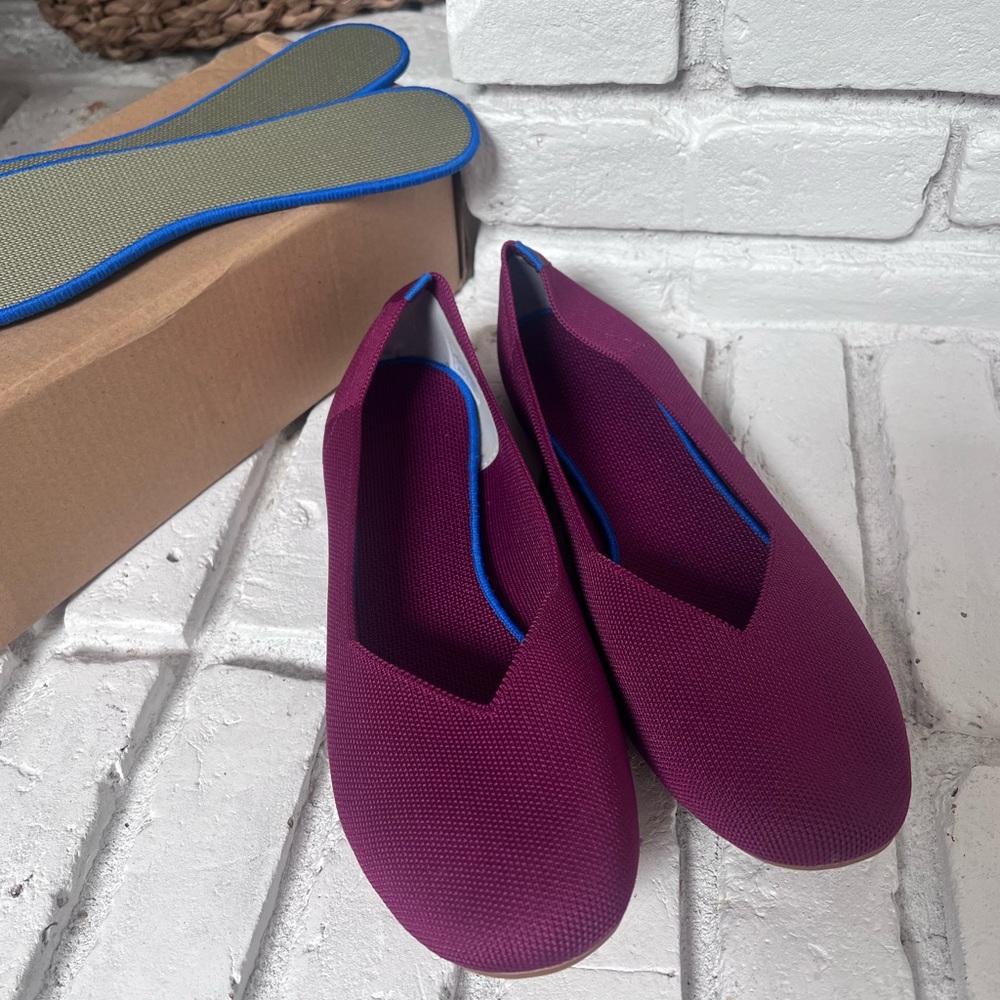 Women's Maroon Burgundy Knit Flats - 12